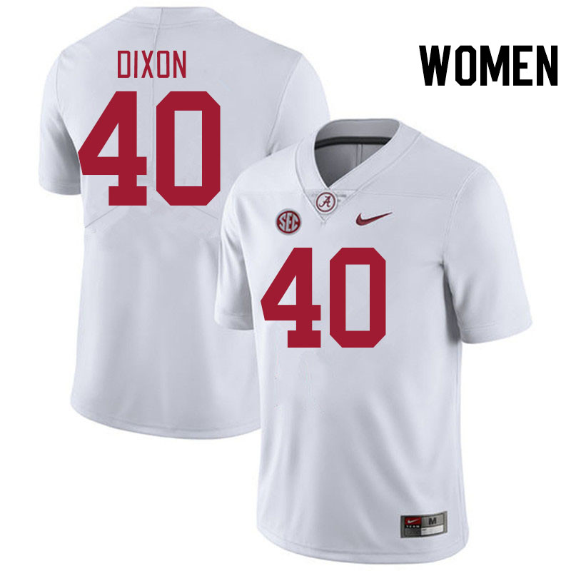 Women #40 Sterling Dixon Alabama Crimson Tide College Football Jerseys Stitched-White